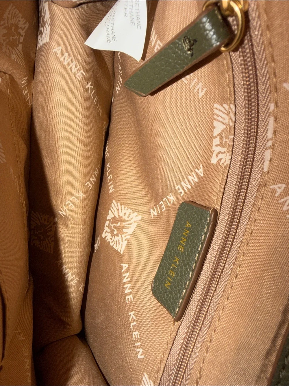 Anne Klein Olive Green & Brown Signature Top-Handle Satchel